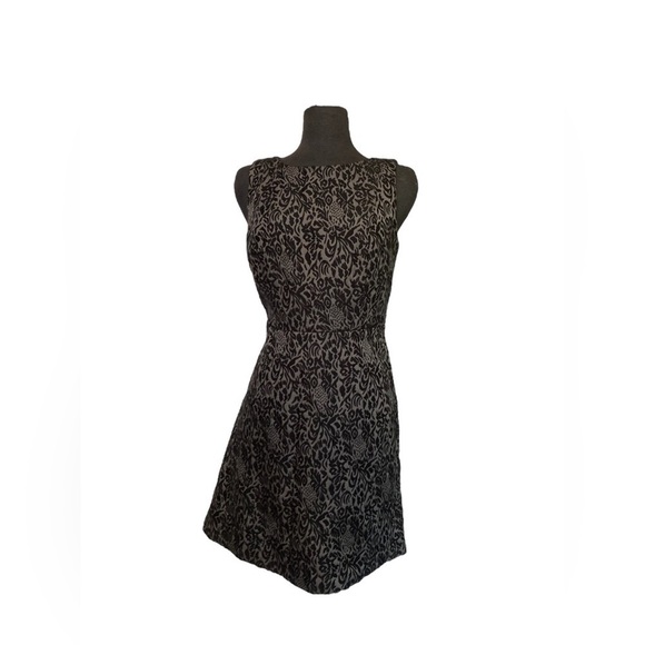 LOFT Black and Gray Midi Dress - Picture 1 of 6
